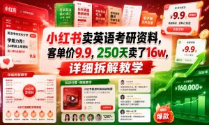 小红书卖英语考研资料，客单价9.9，250天卖了16w，详细拆解教学-一起网赚吧