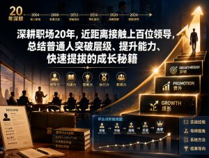 付费文章：深耕职场20年，近距离接触上百位领导，总结普通人突破层级、提升能力、快速提拔的成长秘籍（全网独家干货）-一起网赚吧