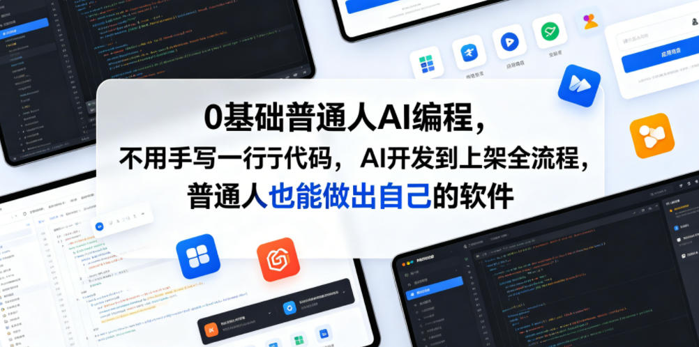 0基础普通人AI编程，不用手写一行代码，AI开发到上架全流程，普通人也能做出自己的软件-一起网赚吧