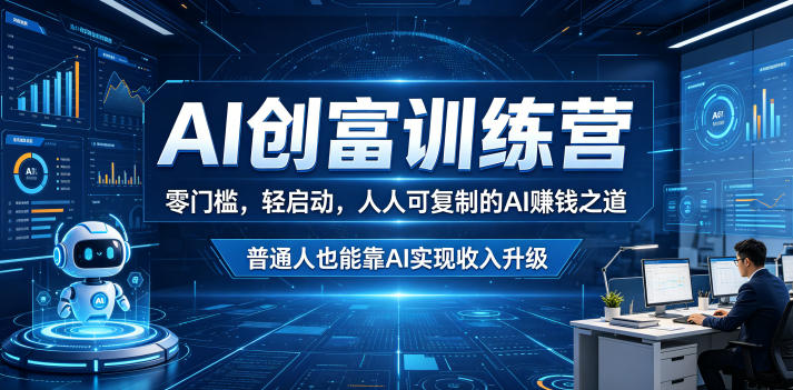 AI创富训练营，零门槛，轻启动，人人可复制的AI賺钱之道，普通人也能靠AI实现收入升级-一起网赚吧