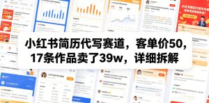 小红书简历代写赛道，客单价50，17条作品卖了39w，详细拆解-一起网赚吧