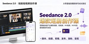 Seedance 2.0短剧短视频创作课，零基础快速产出爆款短剧、短视频、MV内容，落地做账号实现变现-一起网赚吧