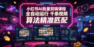 小红书AI批量剪辑课程，24小时全自动运行，解放双手专注运营，千条视频批量处理，小红书算法精准匹配-一起网赚吧