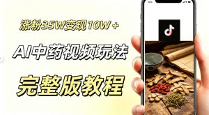 用ai做中药视频，涨粉35.8W，分成计划+橱窗累计变现10W+-一起网赚吧