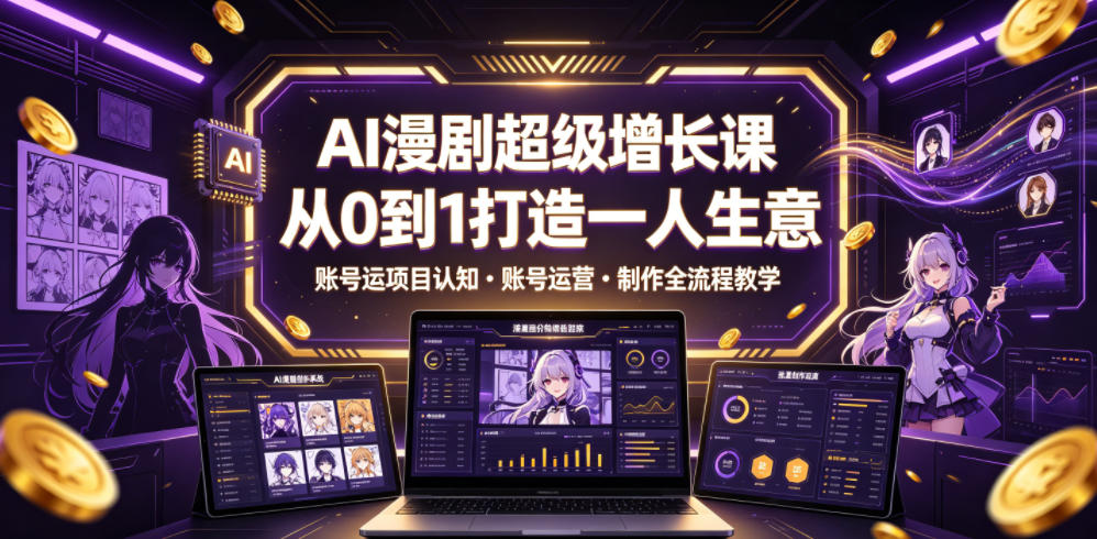 AI漫剧超级增长课，从0到1打造一人生意，项目认知・账号运营・制作全流程教学-一起网赚吧