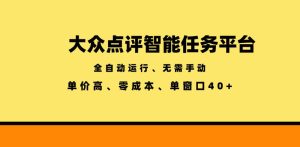 大众点评智能任务平台，全自动运行、无需手动，单价高、零成本、单窗口40+【揭秘】-一起网赚吧