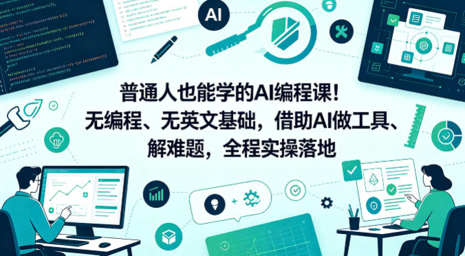普通人也能学的AI编程课！无编程、无英文基础，借助AI做工具、解难题，全程实操落地（更新6月）-一起网赚吧