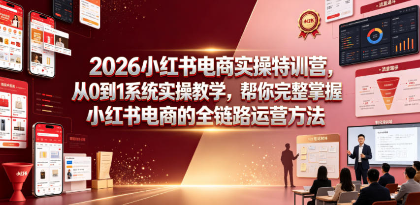 2026小红书电商实操特训营，从0到1系统实操教学，帮你完整掌握小红书电商的全链路运营方法-一起网赚吧