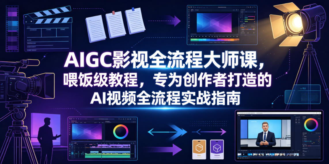 AIGC影视全流程大师课，喂饭级教程，专为创作者打造的AI视频全流程实战指南-一起网赚吧