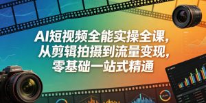 AI短视频全能实操全课,从剪辑拍摄到流量变现,零基础一站式精通-一起网赚吧