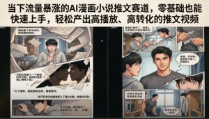 当下流量暴涨的AI漫画小说推文赛道，零基础也能快速上手，轻松产出高播放、高转化的推文视频-一起网赚吧