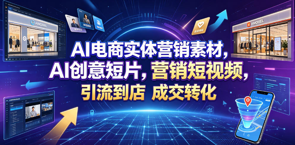 AI电商实体营销素材，AI创意短片，高效打造营销短视频，轻松引流到店，稳定提升门店客流与成交转化-一起网赚吧