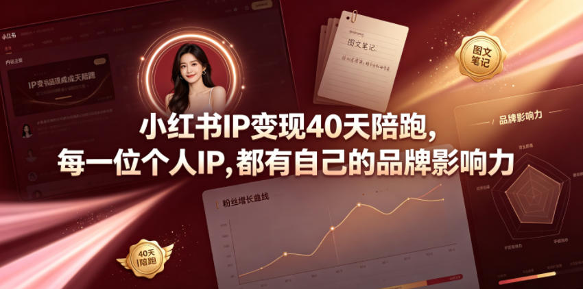 小红书IP变现40天陪跑，每一位个人IP，都有自己的品牌影响力-一起网赚吧