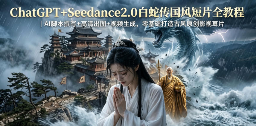 ChatGPT+Seedance2.0白蛇传国风短片全教程｜AI脚本撰写+高清出图+视频生成，零基础打造古风原创影视短片-一起网赚吧