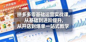 拼多多零基础运营实战课,从基础到进阶提升,从开店到爆单一站式教学-一起网赚吧