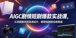 AIGC剧情短剧爆款实战课，从选题剧本到高清成片，解锁短剧副业新赛道-一起网赚吧