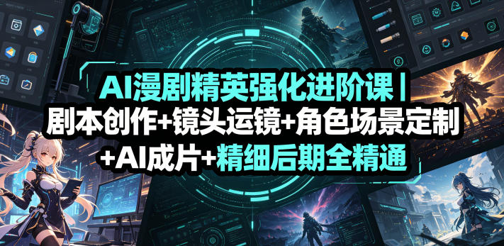 AI漫剧精英强化进阶课｜剧本创作+镜头运镜+角色场景定制+AI成片+精细后期全精通-一起网赚吧