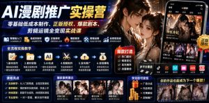 AI漫剧推广实操营｜零基础低成本制作、正版授权、爆款剧本、剪辑运镜全变现实战课-一起网赚吧