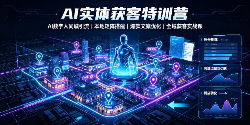 AI实体获客特训营｜AI数字人同城引流、本地矩阵搭建、爆款文案优化全域获客实战课-一起网赚吧