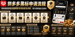拼多多黑标申请流程，帮助商家获取流量倾斜与活动优先资格，助力品牌溢价与转化-一起网赚吧