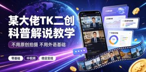 某大佬TK二创科普解说教学，不用原创拍摄不用外语基础，零基础做TikTok中视频稳定变现-一起网赚吧