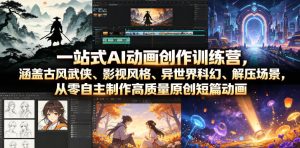 一站式AI动画创作训练营，涵盖古风武侠、影视风格、异世界科幻、解压场景，从零自主制作高质量原创短篇动画-一起网赚吧