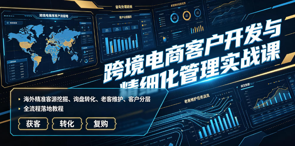跨境电商客户开发与精细化管理实战课｜海外精准客源挖掘、询盘转化、老客维护、客户分层全流程落地教程-一起网赚吧