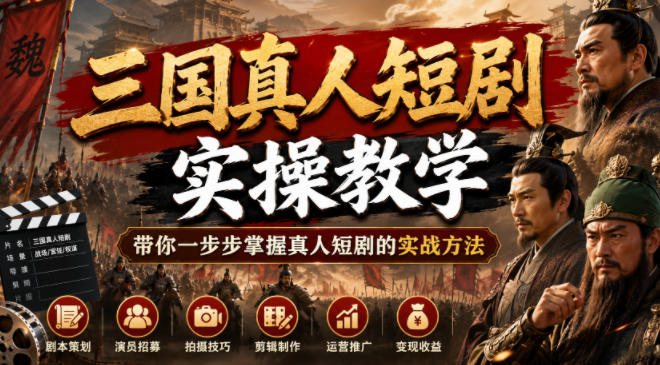 三国真人短剧实操教学，带你一步步掌握真人短剧的实战方法-一起网赚吧