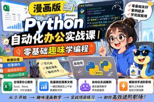 漫画版Python自动化办公实战课｜零基础趣味学编程，全场景办公提效、批量搞定报表文档、解放双手进阶职场-一起网赚吧