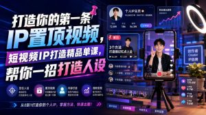 打造你的第一条IP置顶视频，短视频IP打造精品单课，帮你一招打造人设-一起网赚吧