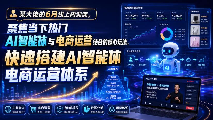 某大佬的6月线上内训课，聚焦当下热门AI智能体与电商运营结合的核心玩法，快速搭建AI智能体电商运营体系-一起网赚吧