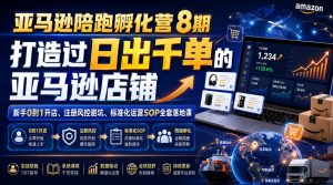 亚马逊陪跑孵化营8期，打造过日出千单的亚马逊店铺，新手0到1开店、注册风控避坑、标准化运营SOP全套落地课-一起网赚吧