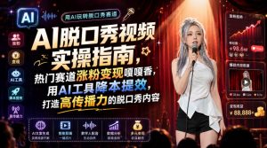 AI脱口秀视频实操指南，热门赛道涨粉变现嘎嘎香，用AI工具降本提效，打造高传播力的脱口秀内容-一起网赚吧