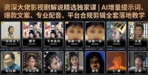 资深大佬影视剧解说精选独家课|AI增量提示词、爆款文案、专业配音、平台合规剪辑全套落地教学-一起网赚吧