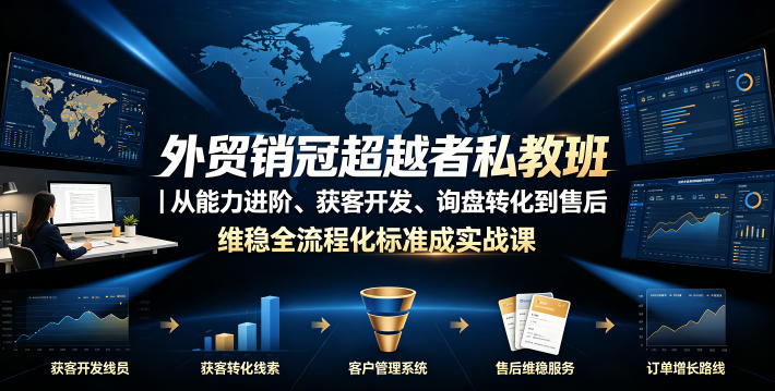 外贸销冠超越者私教班｜从能力进阶、获客开发、询盘转化到售后维稳全流程标准化成交实战课-一起网赚吧