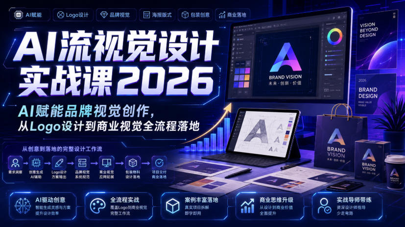 AI流视觉设计实战课2026：AI赋能品牌视觉创作，从Logo设计到商业视觉全流程落地-一起网赚吧