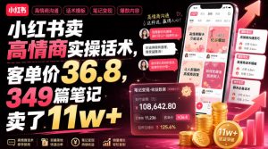 小红书卖高情商实操话术，客单价36.8，349篇笔记卖了11w+！-一起网赚吧