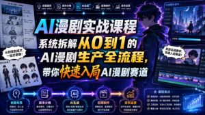 AI漫剧实战课程,系统拆解从0到1的AI漫剧生产全流程,带你快速入局AI漫剧赛道-一起网赚吧