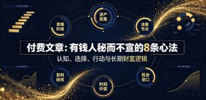付费文章:有钱人秘而不宣的8条心法-一起网赚吧