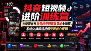 抖音短视频进阶训练营,完整覆盖从账号起号到爆款落地全流程,系统化拆解短视频变现核心逻辑-一起网赚吧