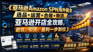 亚马逊Amazon SPN海外掘全,选品+运营+合规+物流,亚马逊开店全攻略,避坑、引流、盈利一步到位-一起网赚吧