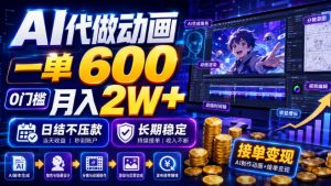 AI代做动画,一单600,0门槛月入2W+,日结不压款,长期稳定【揭秘】-一起网赚吧