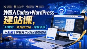 外贸人Codex+WordPress建站课,AI建站·外贸独立站·询盘承接,从0到1学会用Codex辅助建站-一起网赚吧