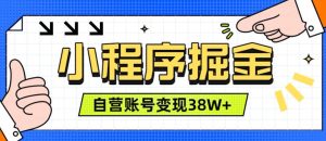 微信小程序掘金,团队自营小程序累计变现38W+,稳定运营三年,一部手机即可操作【揭秘】-一起网赚吧