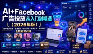 AI+Facebook广告投放从入门到精通(2026年版)|账户体系搭建・直播投流・素材策略・数据优化・聊单变现全链路实战课-一起网赚吧