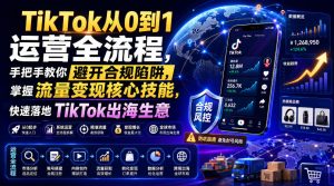 TikTok从0到1运营全流程，手把手教你避开合规陷阱，掌握流量变现核心技能，快速落地TikTok出海生意（更新7月）-一起网赚吧