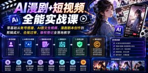 AI漫剧+短视频全能实战课｜零基础从账号搭建、AI图文生视频、漫剧剧本创作到剪辑成片、合规过审、版权登记全落地教学-一起网赚吧