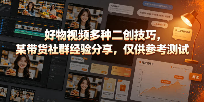 好物视频多种二创技巧，某带货社群经验分享，仅供参考测试-一起网赚吧
