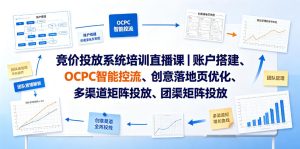竞价投放系统培训直播课｜账户搭建、OCPC智能控流、创意落地页优化、多渠道矩阵投放、团队管理与副业变现全阶实战-一起网赚吧
