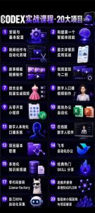 Codex智能体实战全能课｜0基础从搭建技能到自动化落地，视频剪辑-办公-知识库-数字人全场景变现教程-一起网赚吧